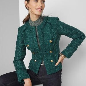 White House Black Market Teal Tweed Jacket NWT - Size 8